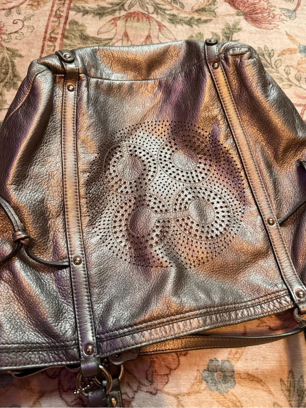 Coach Audrey Metallic Leather Cinched Tote Style 19567
